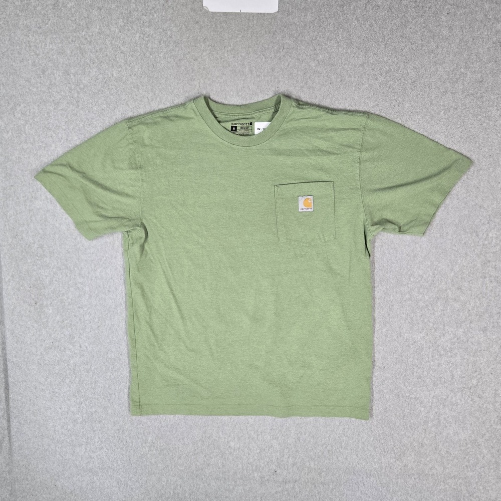 Carhartt Men Shirt M Green K87 Pocket Shirt Logo Loose Short Sleeve Pockets